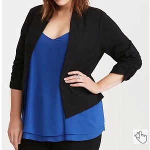 DELUXE STRETCH RUCHED SLEEVED BLAZER